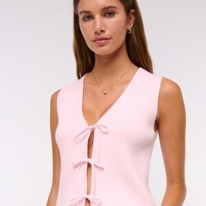Abercrombie & Fitch Pink Ribbed Tie-Front Tank Top